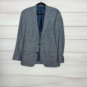 Ermenegildo Zegna DUO Lightweight Blazer Linen Wool Blend Blue Gray US 40R Italy